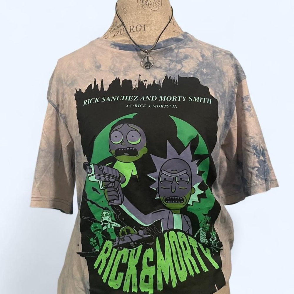 PRIMARK Rick & Morty Blue / Green tie dye t-shirt • Size - Small